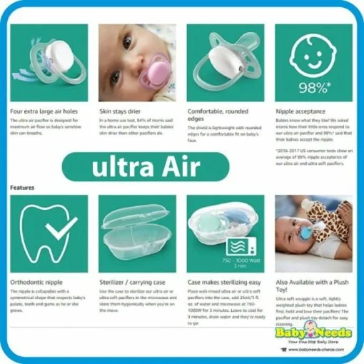 Philips Avent Ultra Air/Ultra Soft/Fashion Baby Soother Soothie Pacifier 0-6/6-18 Month Twin Pack - Image 2