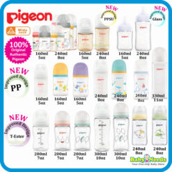 Pigeon Wide Neck PPSU/PP/Glass/T-Ester Bottle with Peristaltic Nipple