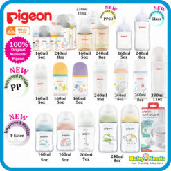 Pigeon Wide Neck PPSU/PP/Glass/T-Ester Bottle with Peristaltic Nipple