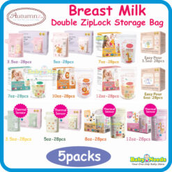 Autumnz Double ZipLock Breast Milk Storage Bag (3.5oz/5oz/7oz/10oz/12oz) x 5packs