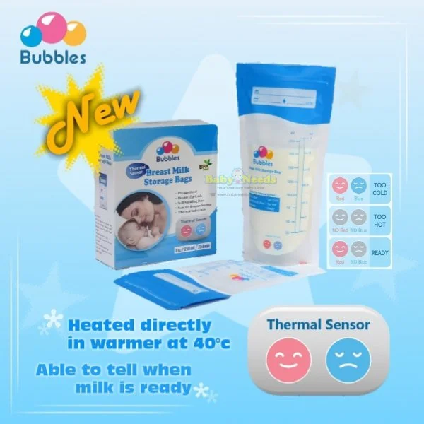 Bubbles Thermal Sensor Double Ziplock Breastmilk Storage Bag 3.4oz/5oz/7oz/12oz - Image 2