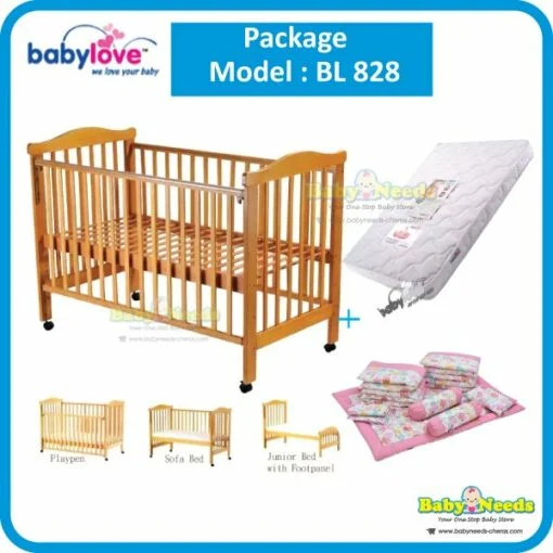 Babylove Baby Cot 4 in 1 Convertible 28" x 52" ( Offer )