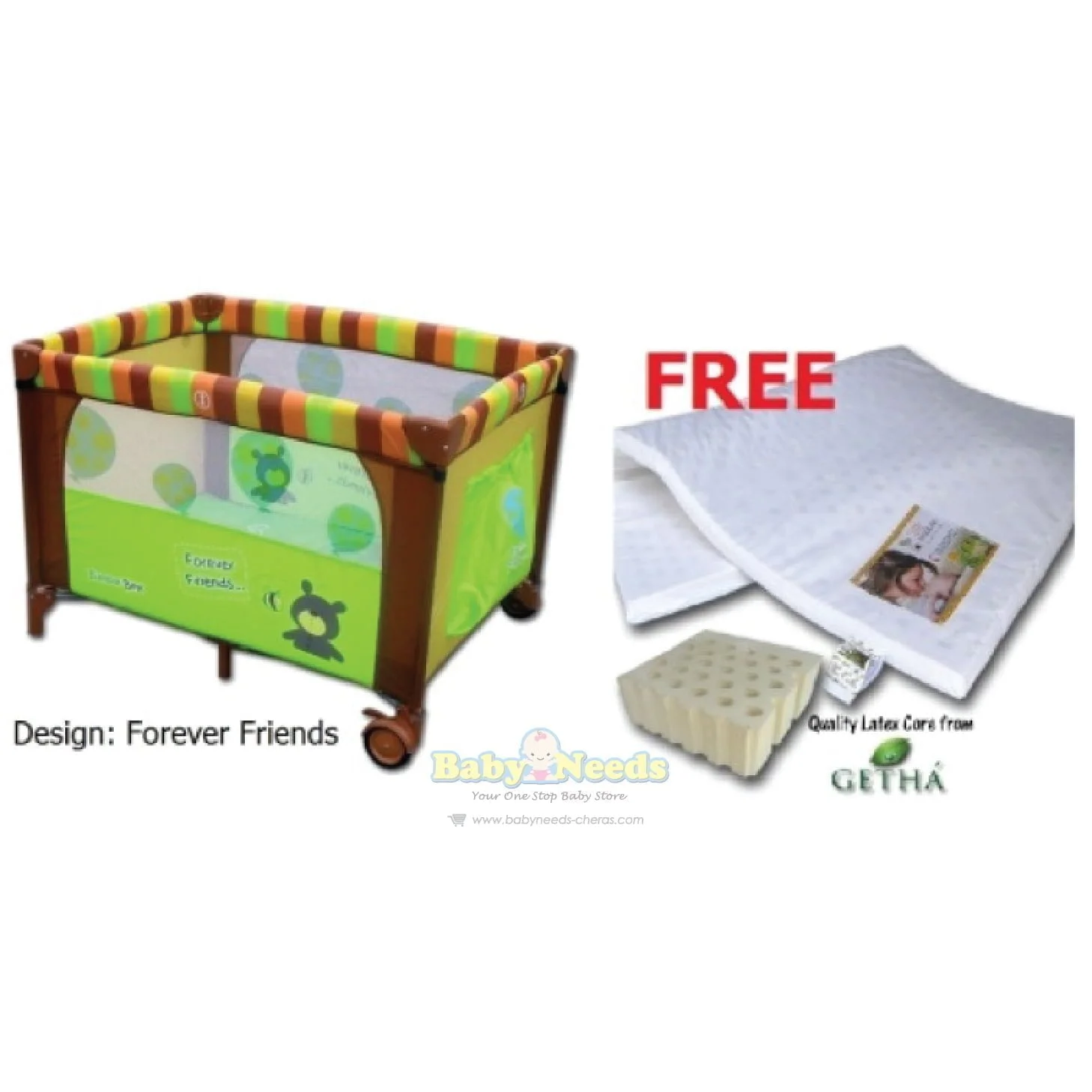 Bumble Bee Forever Friends Playpen With Latex Mattress 28" x 41" x 1"( BEST BUY )