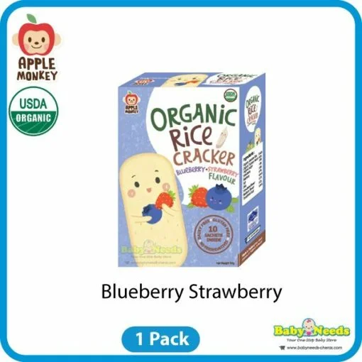Apple Monkey Organic Baby Rice Cracker (Corn/S.Berry Banana/B.Berry S.Berry/Pumpkin/Sweet Potato/Spinach/Yogurt) - Image 4