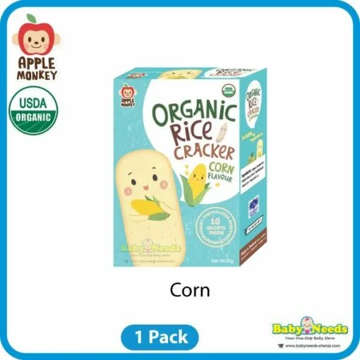 Apple Monkey Organic Baby Rice Cracker (Corn/S.Berry Banana/B.Berry S.Berry/Pumpkin/Sweet Potato/Spinach/Yogurt) - Image 2
