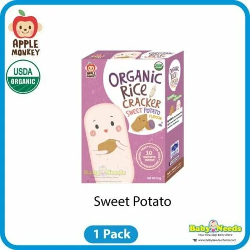 Apple Monkey Organic Baby Rice Cracker (Corn/S.Berry Banana/B.Berry S.Berry/Pumpkin/Sweet Potato/Spinach/Yogurt) - Image 6