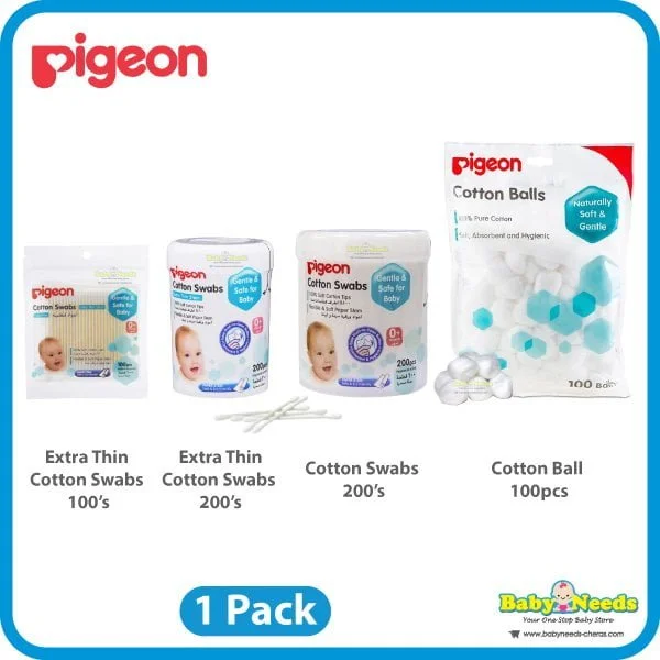 Pigeon Cotton Ball/Extra Thin Stem Cotton Swabs 200pcs/100pcs