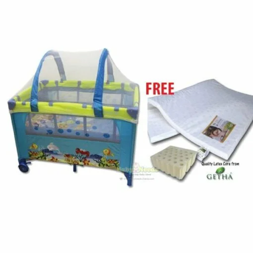 Bumble Bee Under The Sea Playpen With Latex Mattress 28??? x 41??? x 1???( BEST BUY )