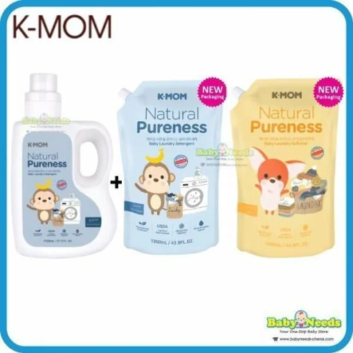 K-Mom Baby Laundry Detergent 1700ml + Refill 1300ml + Fabric Softener 1300ml