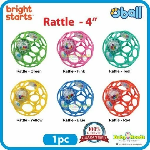 Bright Starts Oball Classic/Rattle Easy-Grasp Toy 4" (1pc) - Image 3