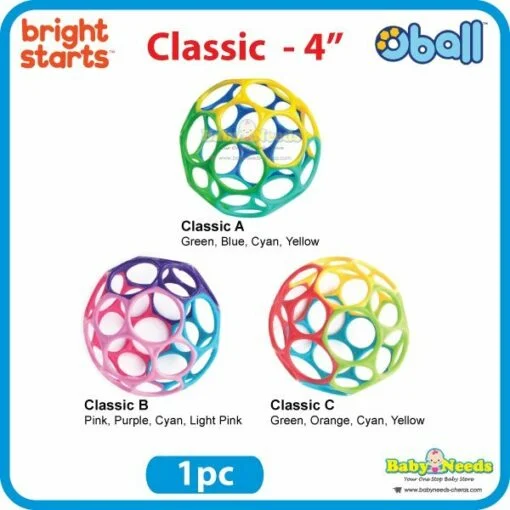 Bright Starts Oball Classic/Rattle Easy-Grasp Toy 4" (1pc) - Image 2