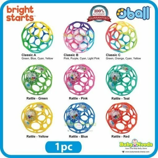Bright Starts Oball Classic/Rattle Easy-Grasp Toy 4" (1pc)