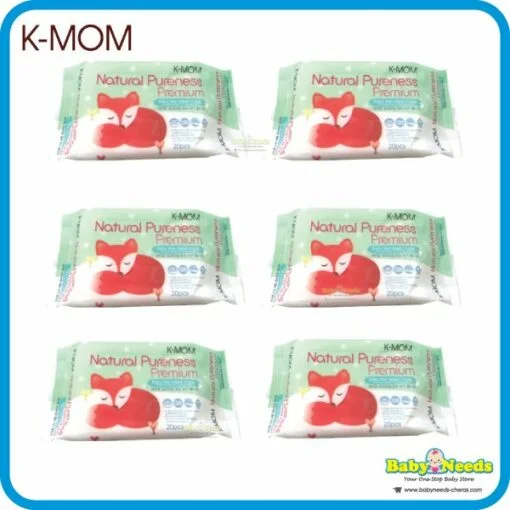 K-Mom Naturefree Premium Baby Wet Wipes With Embo 20pcs (6 pack)
