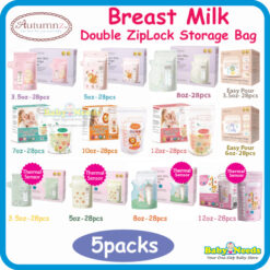 Autumnz Double ZipLock Breast Milk Storage Bag (3.5oz/5oz/7oz/10oz/12oz) x 5packs