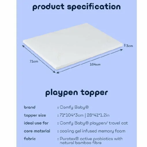 Comfy Baby Purotex Playpen Topper 28 x 41 x 1.2'' - Image 6