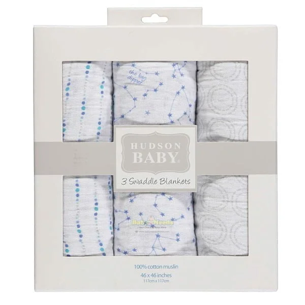 Luvable Friend Hudson Baby Muslin Swaddle Blanket 3 Pack
