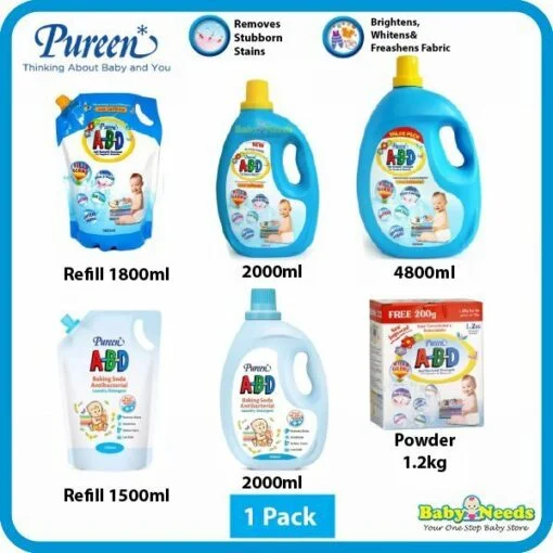 Pureen A-B-D Liquid Detergent/Powder (1.2kg/1800ml Refill/2000ml/4800ml)