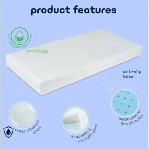 Comfy Baby Purotex Supreme Memory Foam Mattress 24 x 48 x 4'' - Image 2