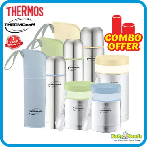 Thermos ThermoCafe Basic Living Flask with Pouch & Food Jar 350ml/500ml/1000ml Combo