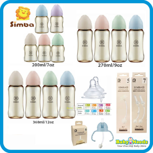 Simba PPSU Wide Neck Feeding Bottle Allonge 200ml/270ml/360ml/Cross/Round Hole Teat