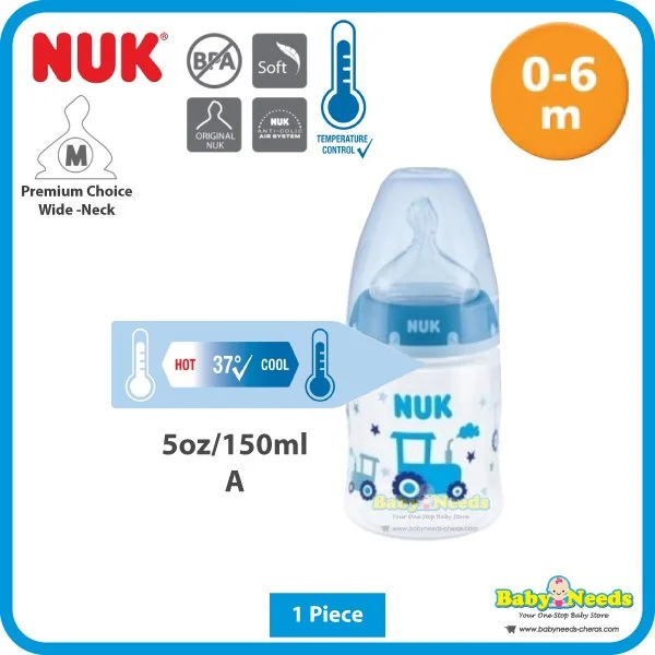 Nuk Premium Choice+ Wide Neck PP Bottle Temperature Control with Silicone Teat 150ml/300ml - Image 2