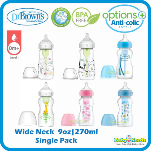 Dr Brown's Options+ PP Wide Neck Single Bottle ( 9oz/270ml ) [NEW Version]