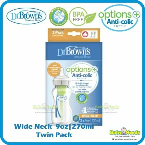 Dr Brown's Options+ PP Wide Neck Twin Bottle ( 9oz/270ml ) [NEW Version] - Image 3