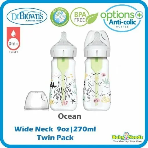 Dr Brown's Options+ PP Wide Neck Twin Bottle ( 9oz/270ml ) [NEW Version] - Image 5