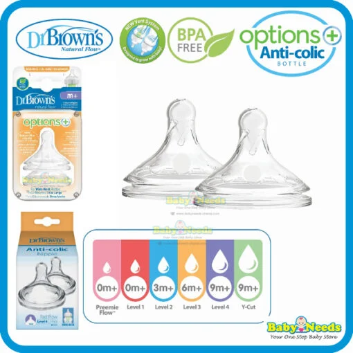 Dr Brown's Options+ Wide Neck Silicone Bottle Teat/Nipple [NEW Version]