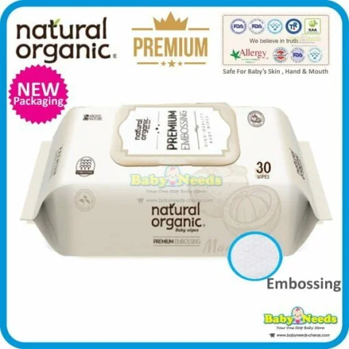 Natural Organic Baby Wipes Premium Embossing 30 sheets (1pack)