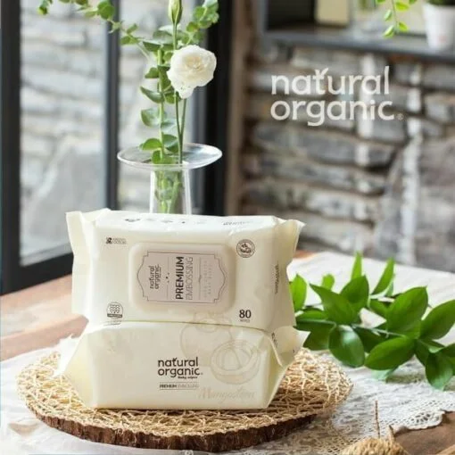 Natural Organic Baby Wipes Premium Embossing 80 sheets (1pack) - Image 3