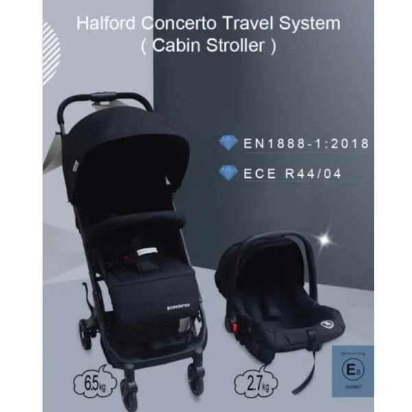 Halford Concerto Travel System (Cabin Size Baby Stroller+Baby Carrier Car Seat) - Image 3