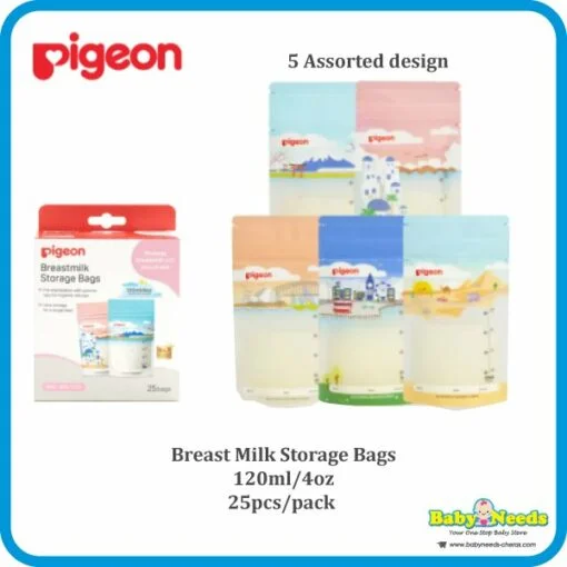Pigeon Breastmilk Storage Bag 120ml/180ml/Wide Neck Storage Bottle 160ml/5oz (3pcs) - Image 2