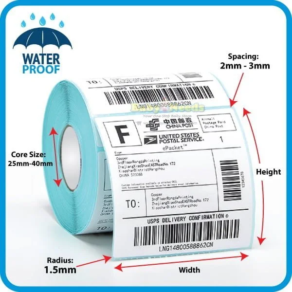 Thermal Shipping Label Barcode Sticker Paper Printer Roll A6 20 x 25 x 30 x 35 40 50 60 70 80 100 150 - Image 2