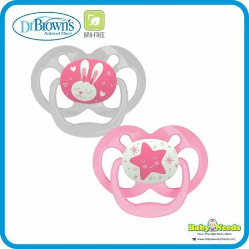 Dr Brown's Advantage Pacifiers Glow in the Dark Stage 1 (0-6m)/Stage 2 (6-18m) 2pcs - Image 4