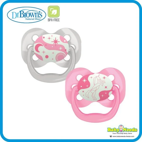 Dr Brown's Advantage Pacifiers Glow in the Dark Stage 1 (0-6m)/Stage 2 (6-18m) 2pcs - Image 2
