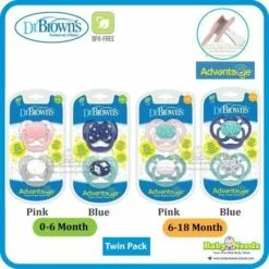 Dr Brown's Advantage Pacifiers Stage 1 (0-6m)/Stage 2 (6-18m) 2pcs