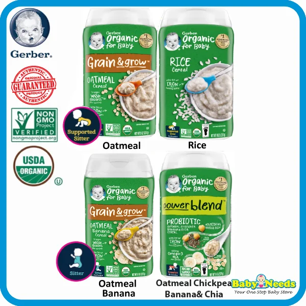 Gerber Organic Baby Cereal (Oatmeal/Rice/Oatmeal Banana/Oatmeal Millet Quinoa)