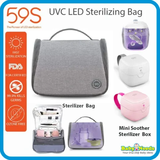 59S Feeding Bottle UVC LED Sterilizer Bag/Mini Baby Soother Pacifier Sterilizer Box