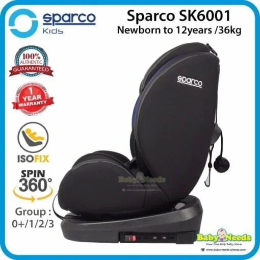 Sparco SK6001 360 Spin Isofix Car Seat (0-36kg) - Image 6