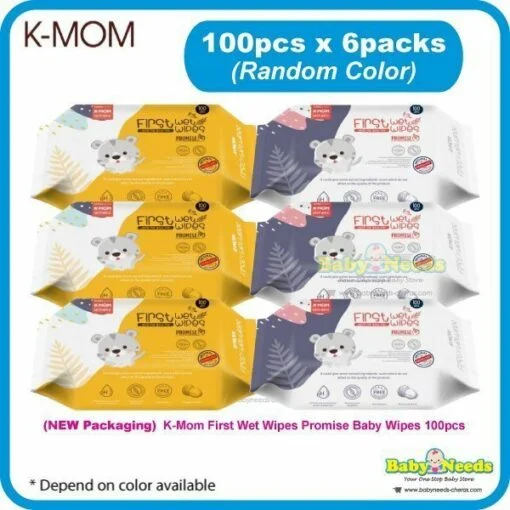 K-Mom First Wet Wipes Promise / Natural Pureness Basic Baby Wipes 100pcs (6packs) - Image 3