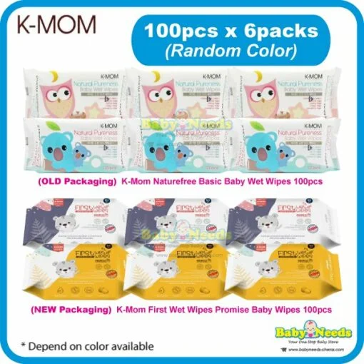 K-Mom First Wet Wipes Promise / Natural Pureness Basic Baby Wipes 100pcs (6packs)