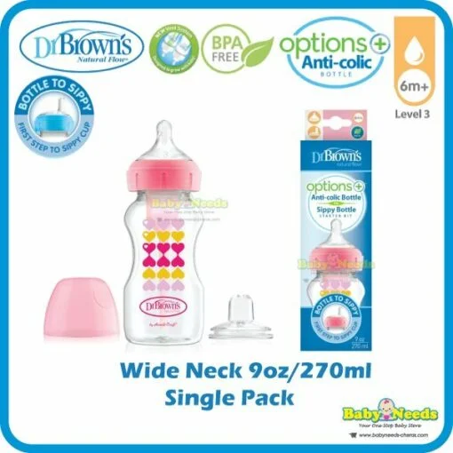 Dr Brown’s Options+ Wide-Neck Baby Bottle and Sippy Spout Starter Kit - Image 3