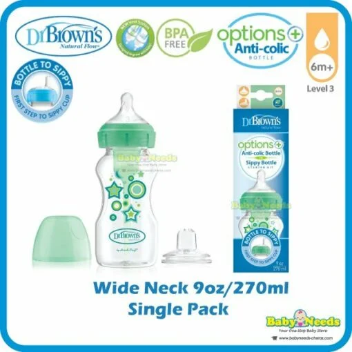 Dr Brown’s Options+ Wide-Neck Baby Bottle and Sippy Spout Starter Kit - Image 4