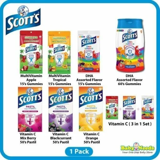 Scott's DHA/ Vitamin C/Multivitamin Chewable Gummies Assorted (60's Per Bottle/15's Pack)