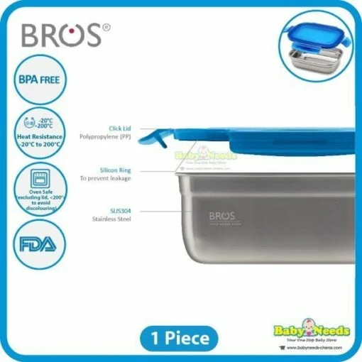 Bros Stainless Steel Press-In /Click-In Container - Image 2