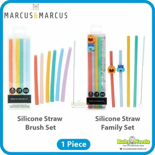 Marcus & Marcus Reusable Silicone Straw Family Set/Silicone Straw & Brush Set