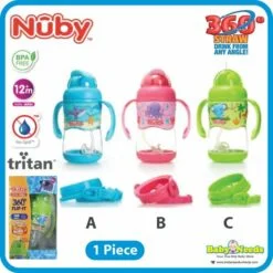 Nuby Tritan Flip-It With 3D Vinyl Wrap With Weighted Straw Drinking Bottle 400ml