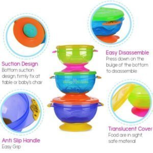 Nuby Stapelschalen Mit Saugfuß – Luftdichter Deckel, Spülmaschinenfest (2er Pack)