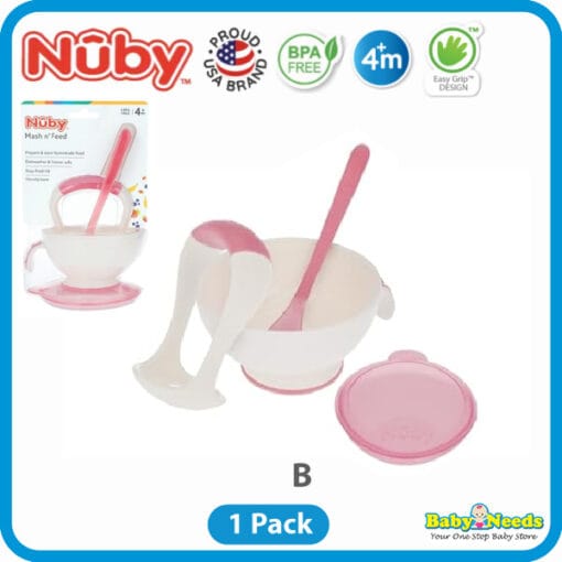 Nuby Garden Fresh Mash N Feed Bowl with Spoon and Food Masher - Image 3